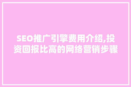 SEO推广引擎费用介绍,投资回报比高的网络营销步骤