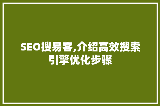 SEO搜易客,介绍高效搜索引擎优化步骤
