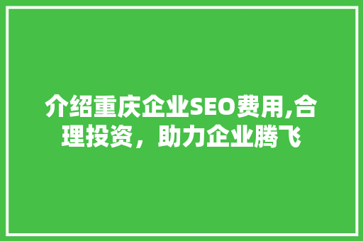 介绍重庆企业SEO费用,合理投资，助力企业腾飞