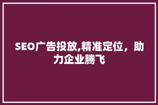 SEO广告投放,精准定位，助力企业腾飞