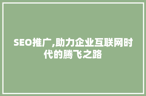 SEO推广,助力企业互联网时代的腾飞之路