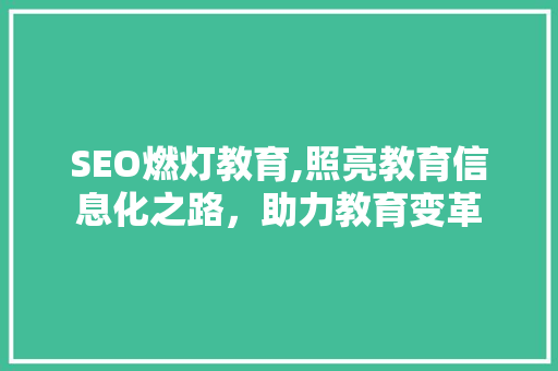 SEO燃灯教育,照亮教育信息化之路，助力教育变革