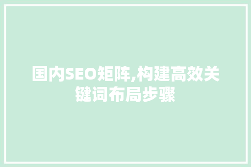 国内SEO矩阵,构建高效关键词布局步骤