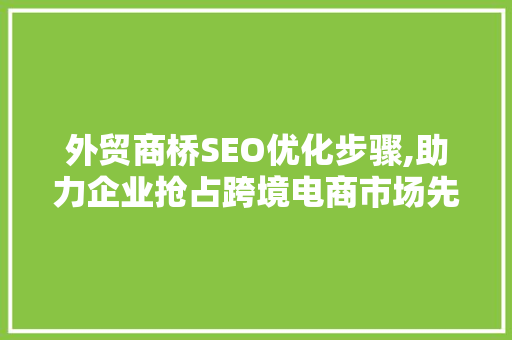外贸商桥SEO优化步骤,助力企业抢占跨境电商市场先机