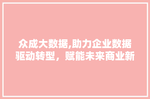 众成大数据,助力企业数据驱动转型，赋能未来商业新生态 缓存Redis