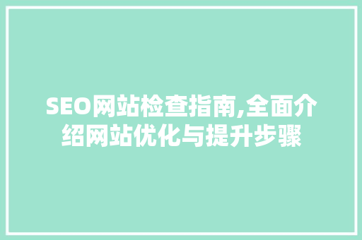 SEO网站检查指南,全面介绍网站优化与提升步骤