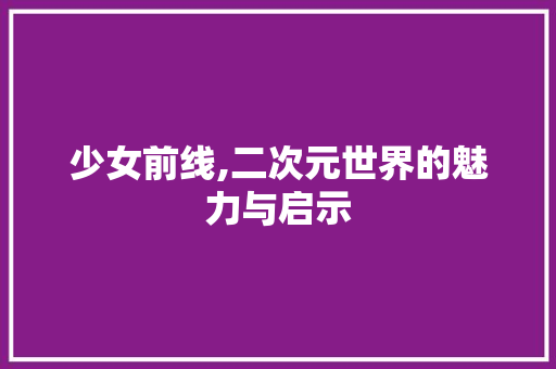 少女前线,二次元世界的魅力与启示 响应式设计