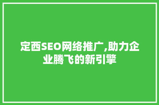 定西SEO网络推广,助力企业腾飞的新引擎