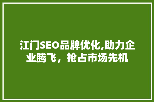 江门SEO品牌优化,助力企业腾飞，抢占市场先机
