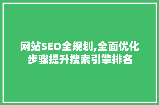 网站SEO全规划,全面优化步骤提升搜索引擎排名