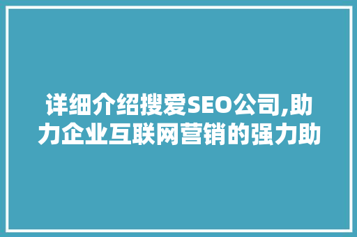 详细介绍搜爱SEO公司,助力企业互联网营销的强力助手