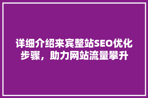 详细介绍来宾整站SEO优化步骤，助力网站流量攀升