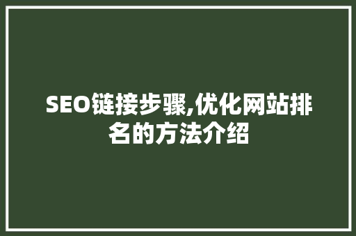 SEO链接步骤,优化网站排名的方法介绍