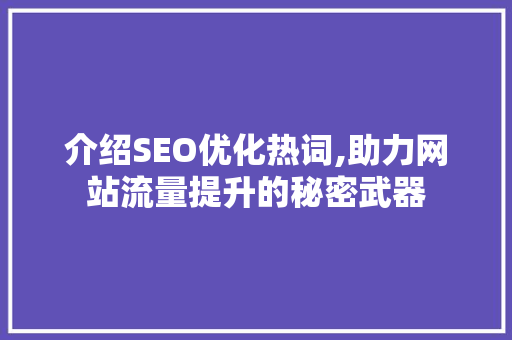 介绍SEO优化热词,助力网站流量提升的秘密武器
