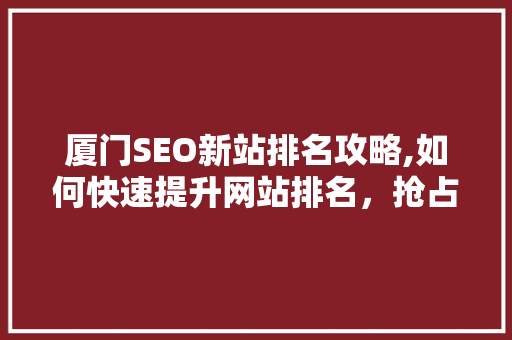 厦门SEO新站排名攻略,如何快速提升网站排名，抢占市场先机