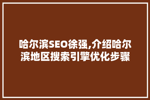 哈尔滨SEO徐强,介绍哈尔滨地区搜索引擎优化步骤