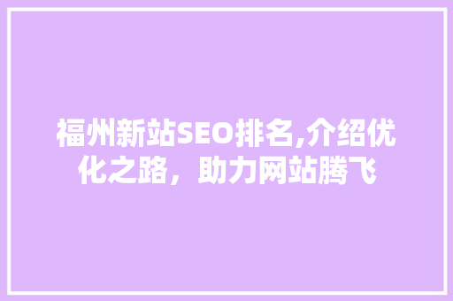 福州新站SEO排名,介绍优化之路，助力网站腾飞