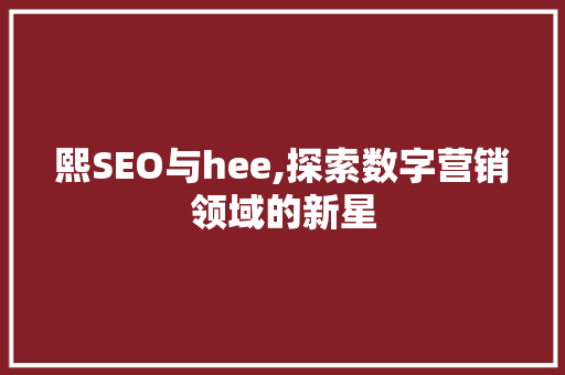 熙SEO与hee,探索数字营销领域的新星