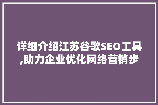 详细介绍江苏谷歌SEO工具,助力企业优化网络营销步骤