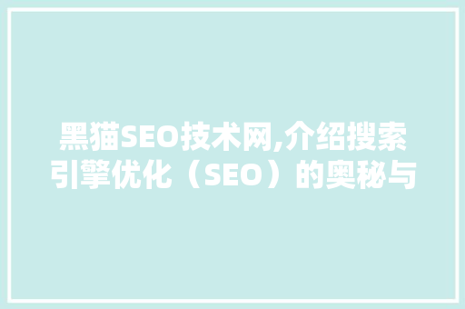 黑猫SEO技术网,介绍搜索引擎优化（SEO）的奥秘与方法