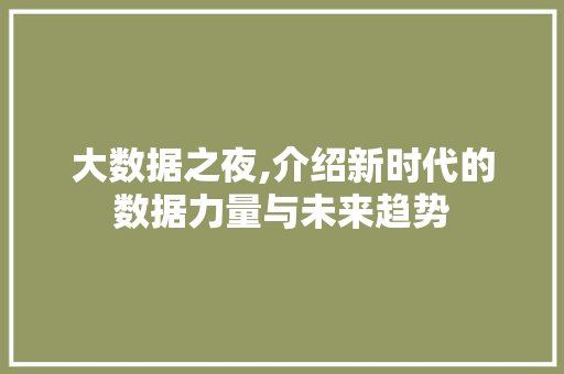 大数据之夜,介绍新时代的数据力量与未来趋势 缓存Redis