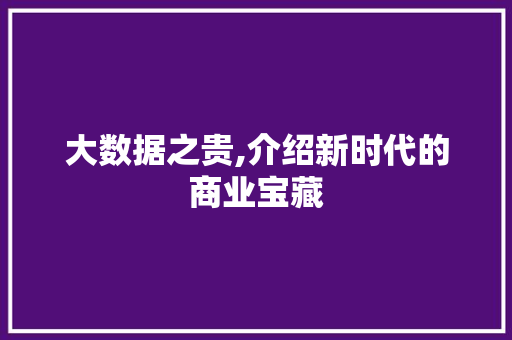 大数据之贵,介绍新时代的商业宝藏 市场营销范文