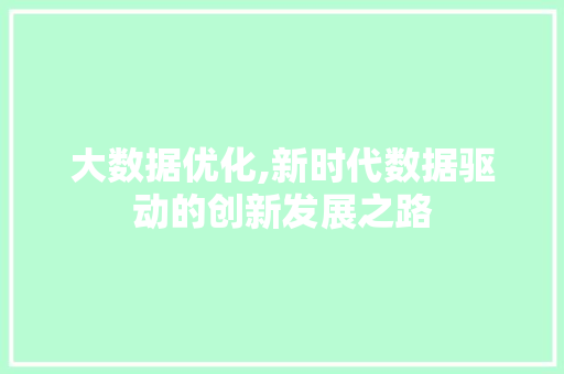 大数据优化,新时代数据驱动的创新发展之路 缓存Redis