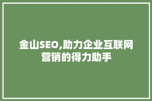 金山SEO,助力企业互联网营销的得力助手