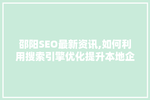 邵阳SEO最新资讯,如何利用搜索引擎优化提升本地企业竞争力