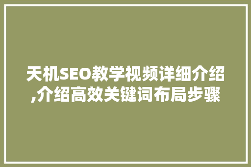 天机SEO教学视频详细介绍,介绍高效关键词布局步骤