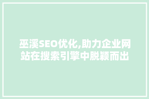 巫溪SEO优化,助力企业网站在搜索引擎中脱颖而出