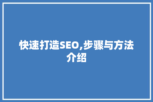 快速打造SEO,步骤与方法介绍