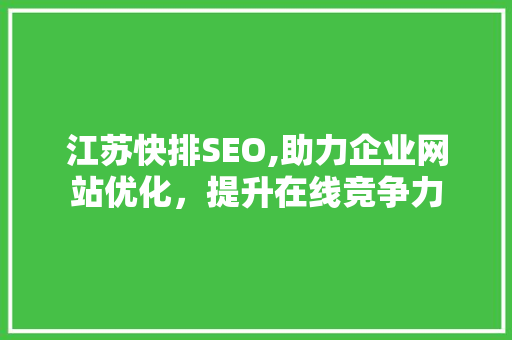 江苏快排SEO,助力企业网站优化，提升在线竞争力