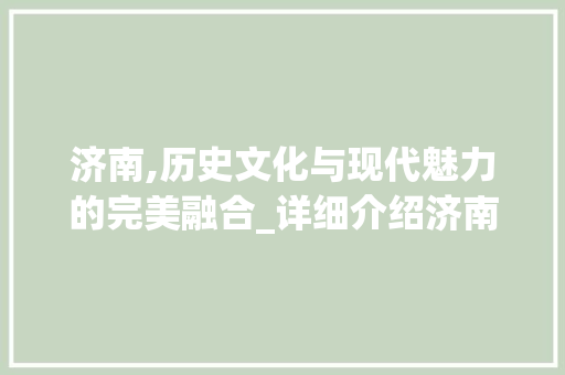 济南,历史文化与现代魅力的完美融合_详细介绍济南单页面SEO优化步骤