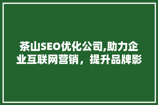 茶山SEO优化公司,助力企业互联网营销，提升品牌影响力