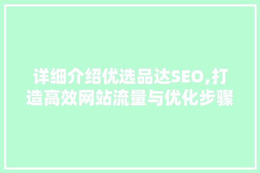 详细介绍优选品达SEO,打造高效网站流量与优化步骤