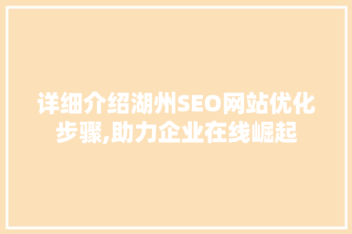 详细介绍湖州SEO网站优化步骤,助力企业在线崛起