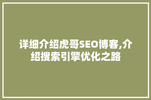 详细介绍虎哥SEO博客,介绍搜索引擎优化之路