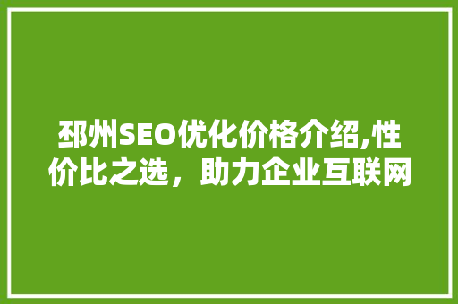 邳州SEO优化价格介绍,性价比之选，助力企业互联网营销