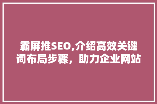 霸屏推SEO,介绍高效关键词布局步骤，助力企业网站优化