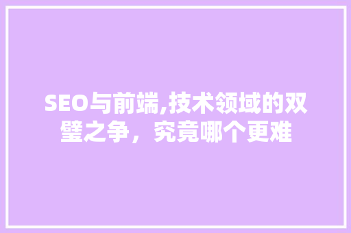 SEO与前端,技术领域的双璧之争，究竟哪个更难