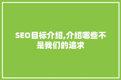 SEO目标介绍,介绍哪些不是我们的追求
