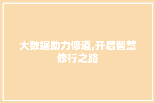 大数据助力修道,开启智慧修行之路