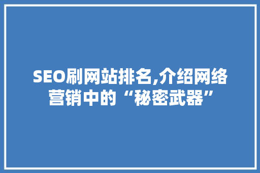 SEO刷网站排名,介绍网络营销中的“秘密武器”