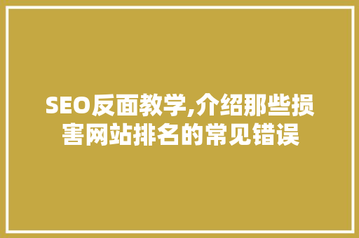 SEO反面教学,介绍那些损害网站排名的常见错误
