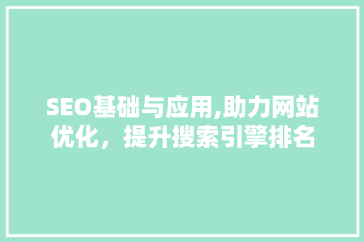 SEO基础与应用,助力网站优化，提升搜索引擎排名