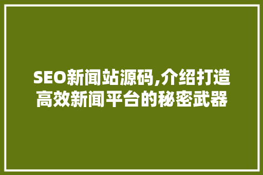 SEO新闻站源码,介绍打造高效新闻平台的秘密武器
