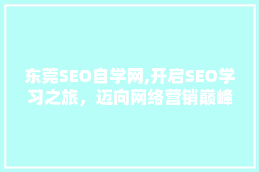 东莞SEO自学网,开启SEO学习之旅，迈向网络营销巅峰