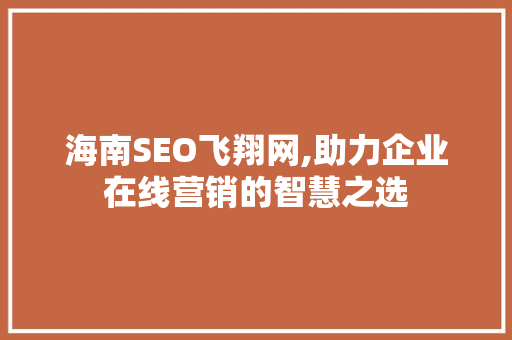 海南SEO飞翔网,助力企业在线营销的智慧之选