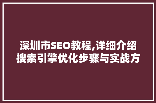 深圳市SEO教程,详细介绍搜索引擎优化步骤与实战方法